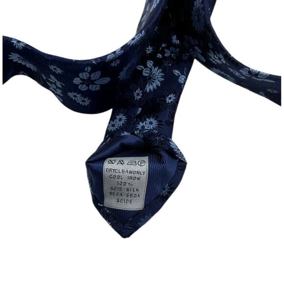 BAYARD 1925 Men's 100% Silk Necktie LUXURY Tie Blue Floral W:3.5" EUC - Picture 4 of 5
